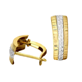 Kolczyki złote blaszka z grawerem w dwóch kolorach/ang.zap. CI 6176 próba 375