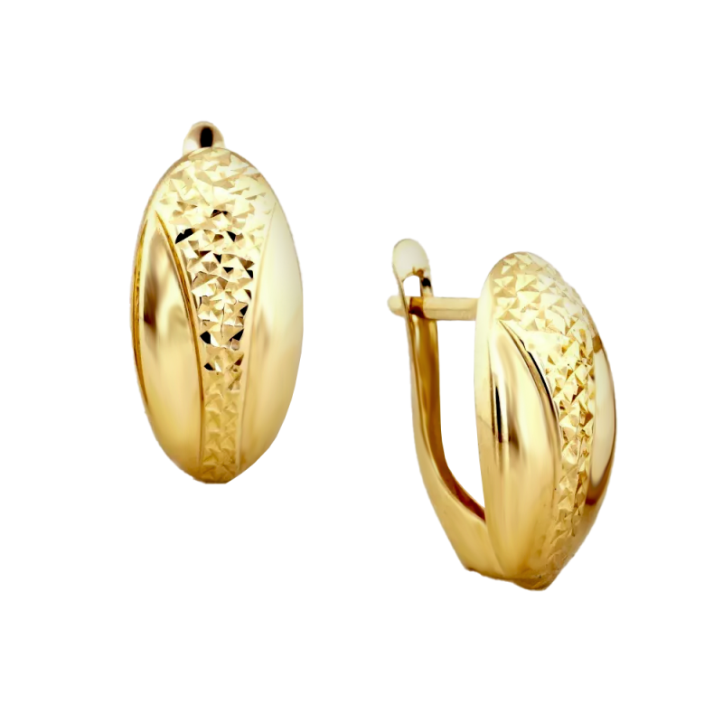Kolczyki złote grawerowana owalna blaszka/ang.zap. CI 11222 próba 375