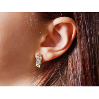 Kolczyki złote blaszka łezka z ukośnymi paskami/ang.zap. CI 2782F próba 585