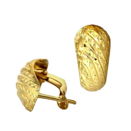 Kolczyki złote blaszki z ukośnymi paskami/ang.zap. CI 5427 próba 375