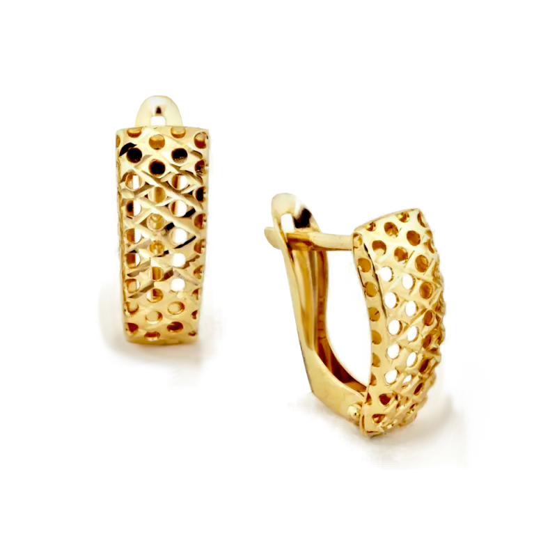 Kolczyki złote ażurowa blaszka z siatką/ang.zap. CI 11237 próba 375