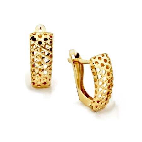 Kolczyki złote ażurowa blaszka z siatką/ang.zap. CI 11237 próba 375