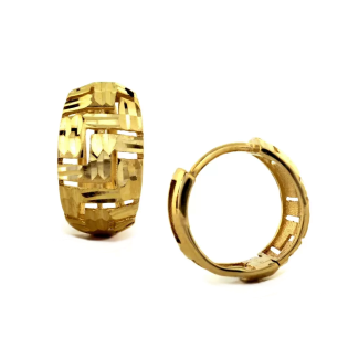 Złote kolczyki kółka grawerowane pr. 375 - JubilerSezam.pl