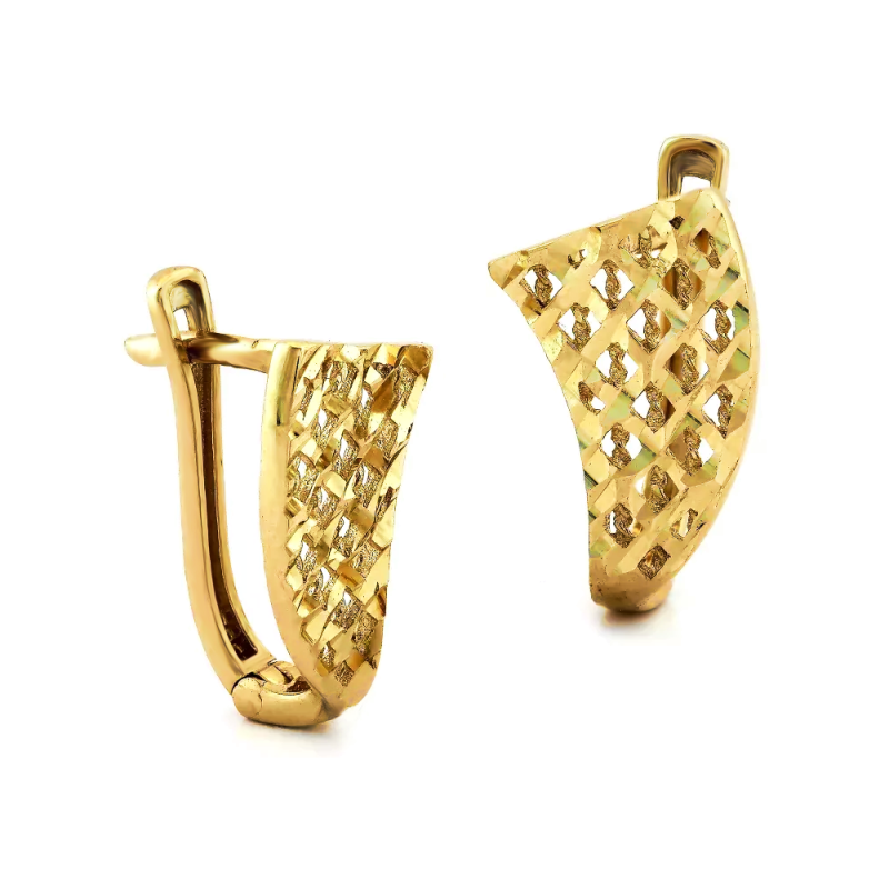 Złote kolczyki grawerowane pr. 585 - JubilerSezam.pl