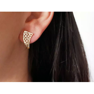 Złote kolczyki grawerowane pr. 585 - JubilerSezam.pl