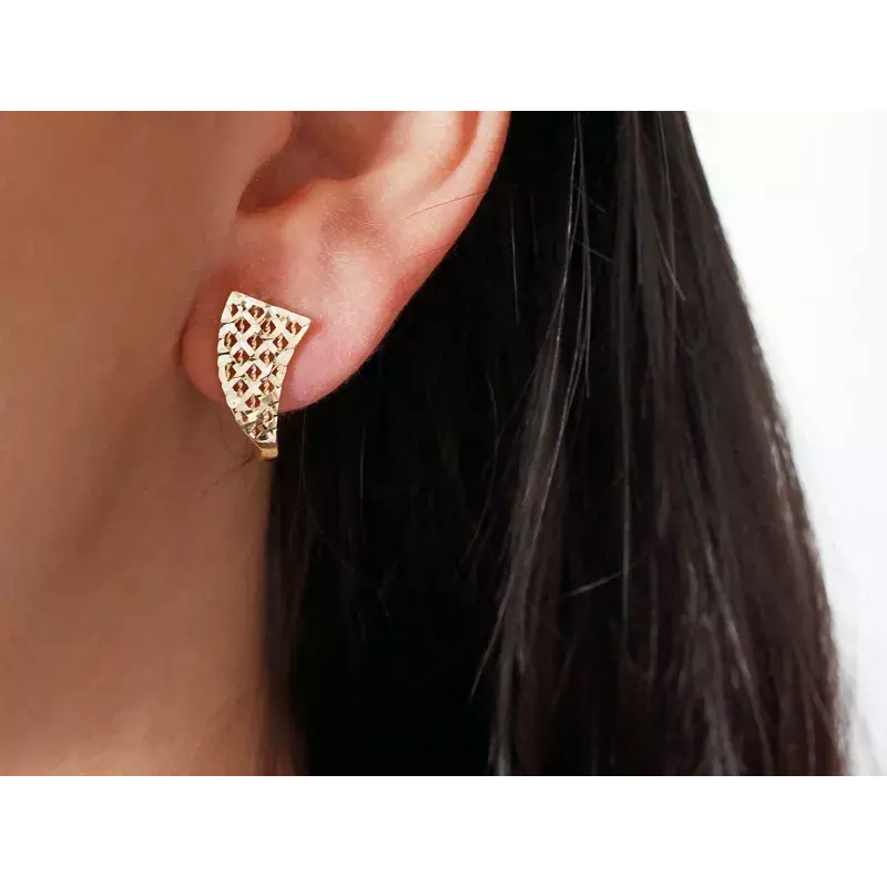 Złote kolczyki grawerowane pr. 585 - JubilerSezam.pl