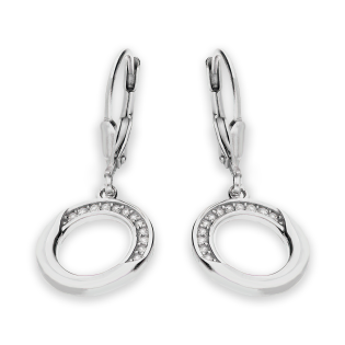 Kolczyki srebrne koło blask z białymi cyrkoniami/big.zam. OL AEK-E028 próba 925