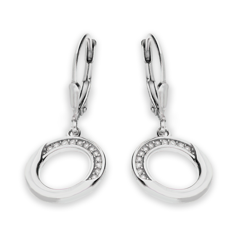 Kolczyki srebrne koło blask z białymi cyrkoniami/big.zam. OL AEK-E028 próba 925