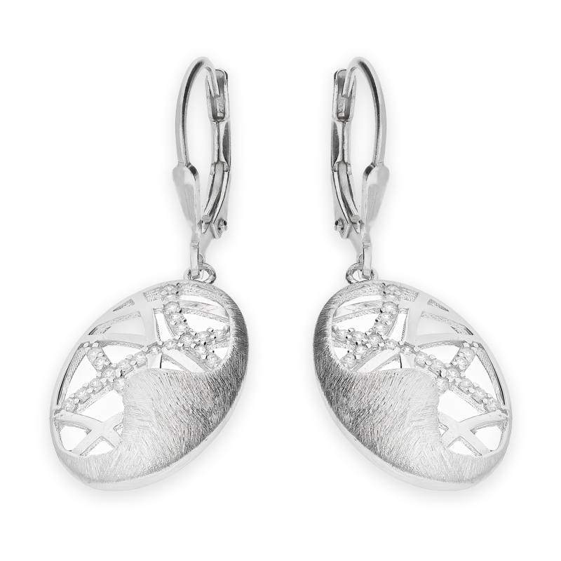 Kolczyki srebrne ażurowy owal z białymi cyrkoniami/big.zam. OL AEK-E037 próba 925