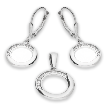 Komplet srebrny kolczyki i zawieszka koło z cyrkoniami OL AEK-EP028 próba 925