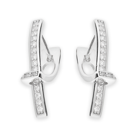Kolczyki srebrne przeplatanka z białymi cyrkoniami/ang.zap. OL AGH043 próba 925