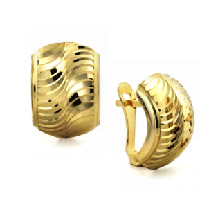 Złote Kolczyki Blaszka Fale pr. 585 - JubilerSezam.pl