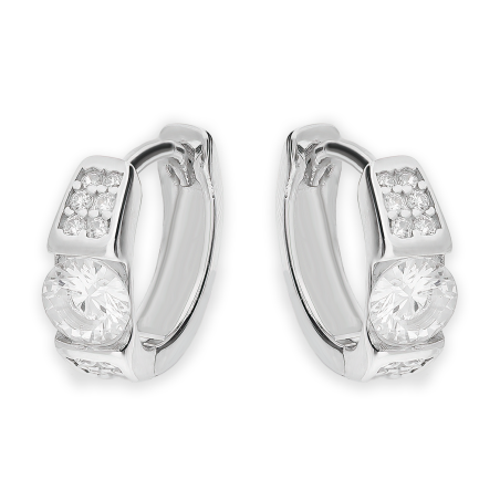 Kolczyki srebrne koło z białymi cyrkoniami/zatrzask OL AGH087 próba 925