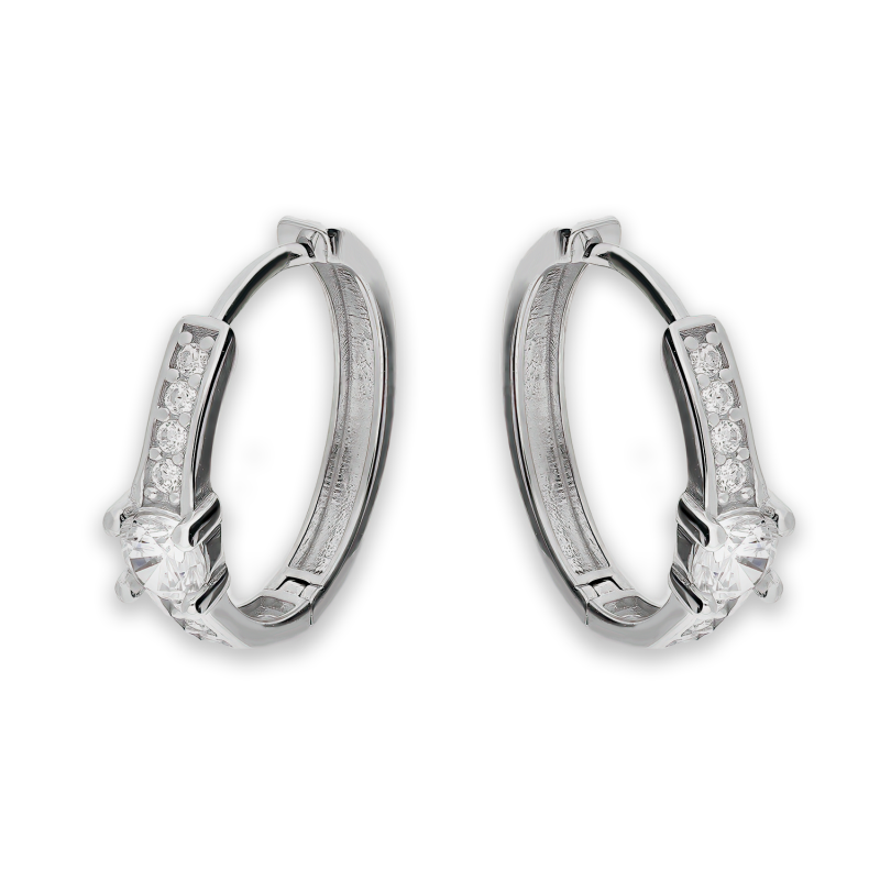 Kolczyki srebrne kółka 15 mm z cyrkoniami/zatrzask OL AGH111 próba 925