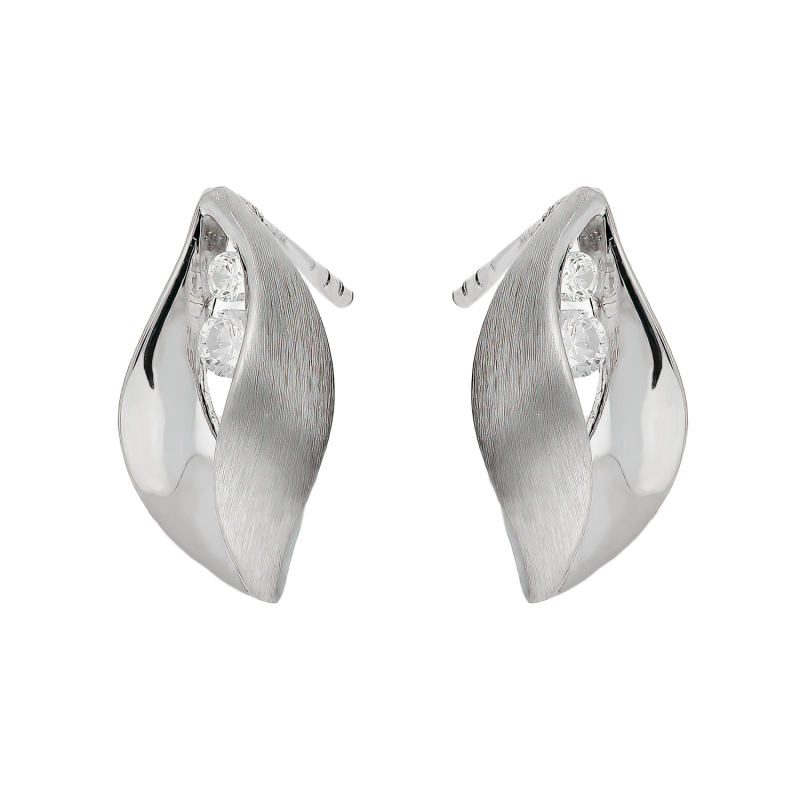 Kolczyki srebrne satynowa łezka z cyrkoniami/sztyft OL LTS-E009 próba 925