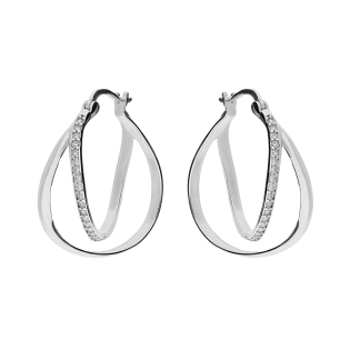 Kolczyki srebrne kółka przeplatane 25 mm z cyrkoniami/ang.zap. OL OKP1026 próba 925