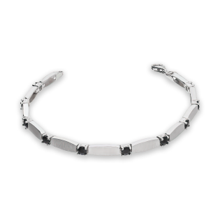 Bransoleta srebrna obłe prostokąty i czarne cyrkonie OL RTB061 czarny próba 925