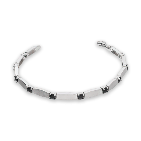 Bransoleta srebrna obłe prostokąty i czarne cyrkonie OL RTB061 czarny próba 925
