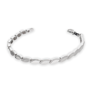 Bransoletka srebrna łezki blask z białymi cyrkoniami bokiem