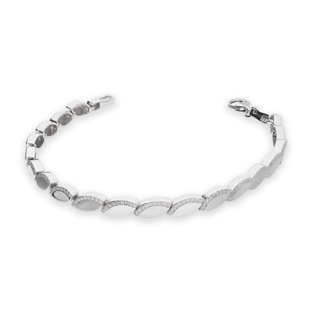 Bransoletka srebrna łezki blask z białymi cyrkoniami bokiem