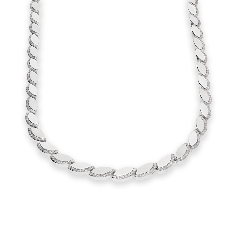 Naszyjnik srebrny łezki blask z białymi cyrkoniami bokiem