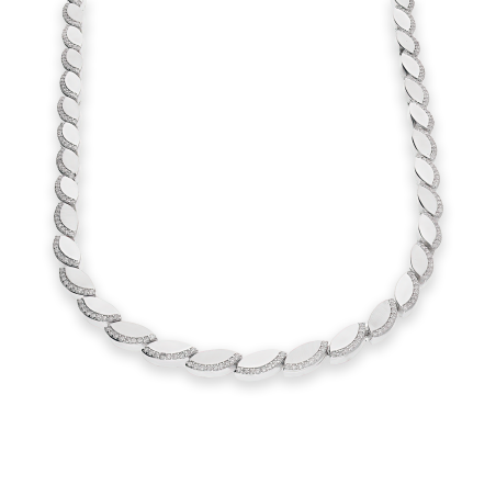 Naszyjnik srebrny łezki blask z białymi cyrkoniami bokiem