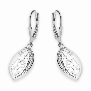 Srebrne kolczyki ażurowe łezki z cyrkoniami - JubilerSezam.pl