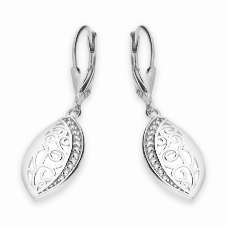 Kolczyki srebrne ażurowa łezka z białymi cyrkoniami/big.zam. OL ZS-E080 próba 925