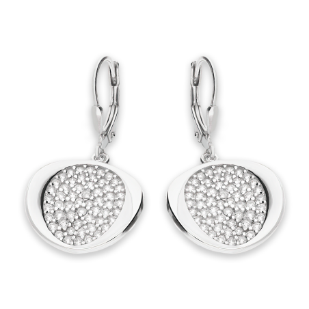 Kolczyki srebrne owal z białymi cyrkoniami w kole/big.zam. OL ZS-E101 próba 925