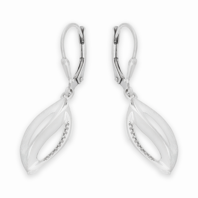 Kolczyki srebrne satynowa łezka z cyrkoniami/big.zam. OL ZS-E116 próba 925