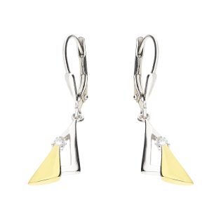 Kolczyki srebrne trójkąt w dwóch kolorach z cyrkonią/big.zam. OL ZS-E316 próba 925