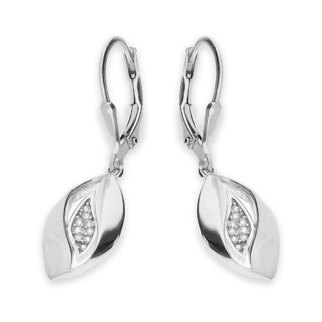 Kolczyki srebrne matowa łezka z cyrkoniami/big.zam. OL ZS-E547 próba 925