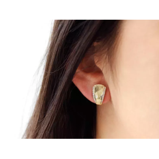 Kolczyki złote blaszka w formie muszli z cyrkoniami/ang.zap. CI 8246 próba 585