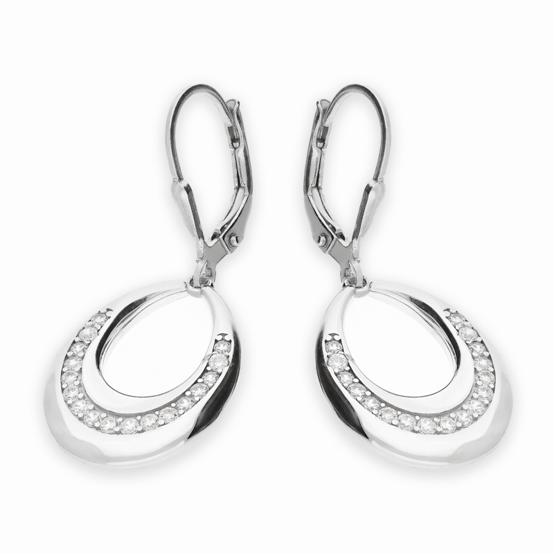 Srebrne kolczyki krople z cyrkoniami pr. 925 - JubilerSezam.pl