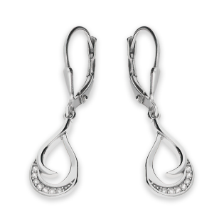 Kolczyki srebrne kropla z zawijasem i białymi cyrkoniami/big.zam. OL ZS-E661 próba 925