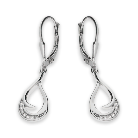 Kolczyki srebrne kropla z zawijasem i białymi cyrkoniami/big.zam. OL ZS-E661 próba 925