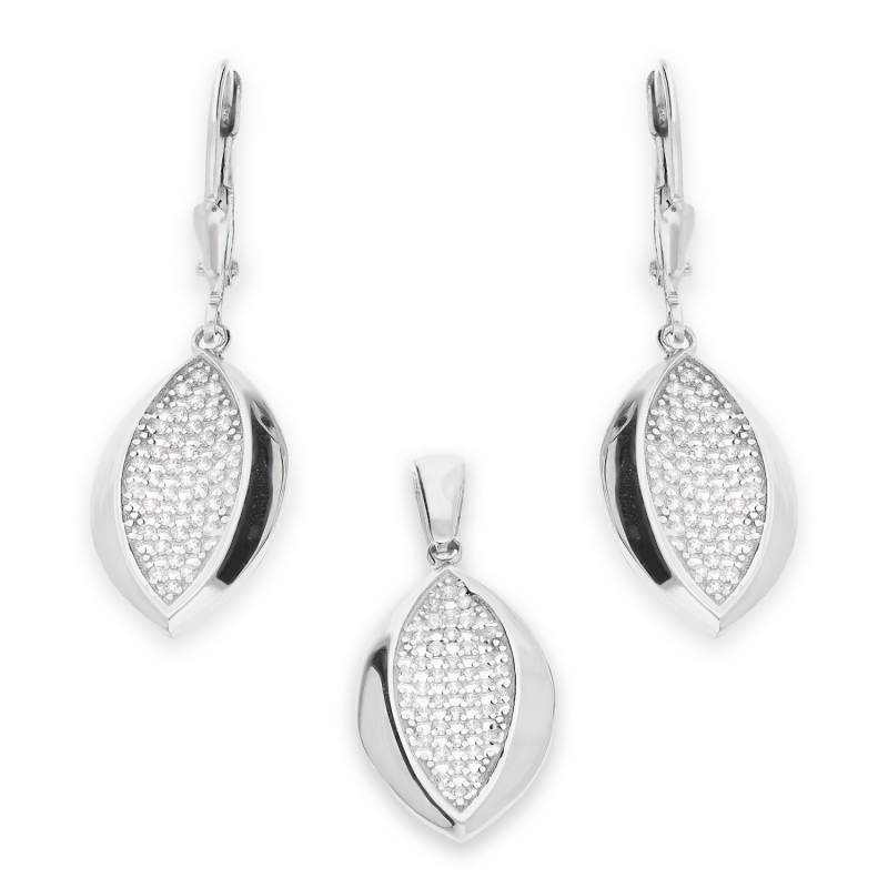 Komplet srebrny kolczyki i zawieszka łezka z cyrkoniami OL ZS-EP240 próba 925