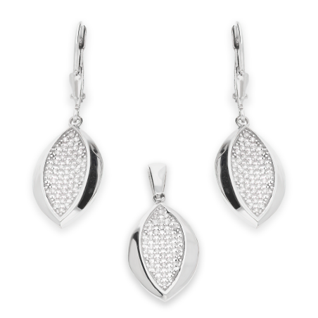 Komplet srebrny kolczyki i zawieszka łezka z cyrkoniami OL ZS-EP240 próba 925