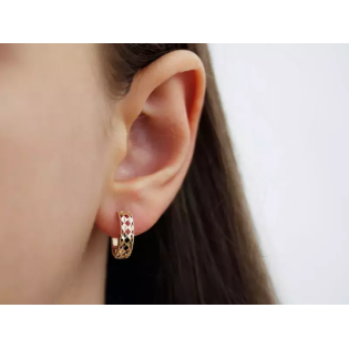 Kolczyki złote grawerowana blaszka z ażurowymi rombami/ang.zap. CI 9043 próba 375