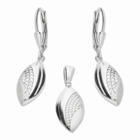 Komplet srebrny kolczyki i zawieszka łezka z cyrkoniami OL ZS-EP398 próba 925