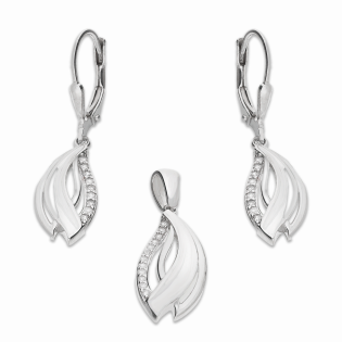 Komplet srebrny kolczyki i zawieszka łezka w łezce z cyrkoniami OL ZS-EP513 próba 925