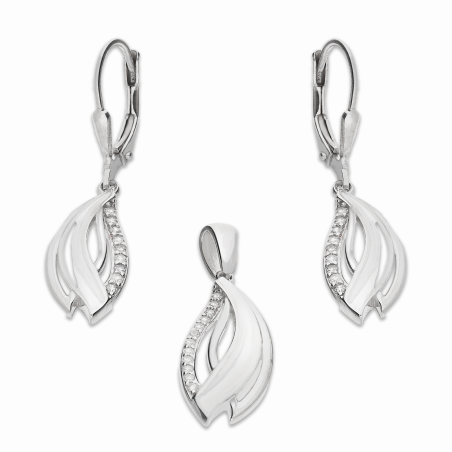 Komplet srebrny kolczyki i zawieszka łezka w łezce z cyrkoniami OL ZS-EP513 próba 925