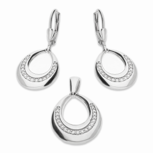 Komplet srebrny kolczyki i zawieszka kropla z cyrkoniami OL ZS-EP647 próba 925