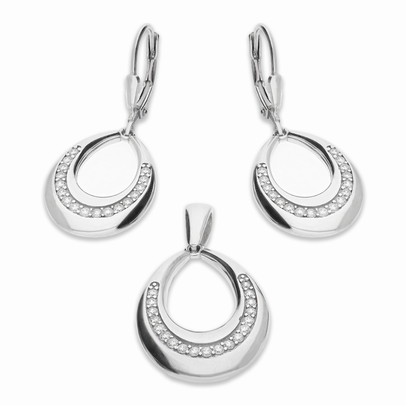 Komplet srebrny kolczyki i zawieszka kropla z cyrkoniami OL ZS-EP647 próba 925