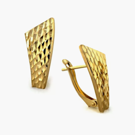 Kolczyki złote blaszki z grawerowanymi gwiazdkami/ang.zap. CI 2480 próba 375