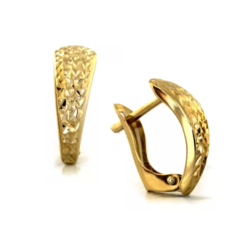 Kolczyki złote zwężane grawerowane blaszki/ang.zap. CI 6183D próba 375