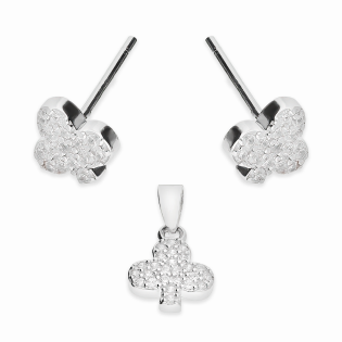 Komplet srebrny kolczyki i zawieszka drzewko z cyrkoniami A01081 próba 925