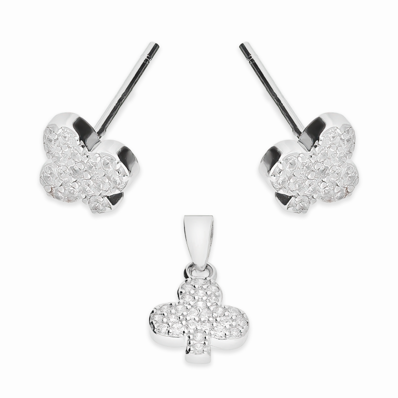 Komplet srebrny kolczyki i zawieszka drzewko z cyrkoniami A01081 próba 925