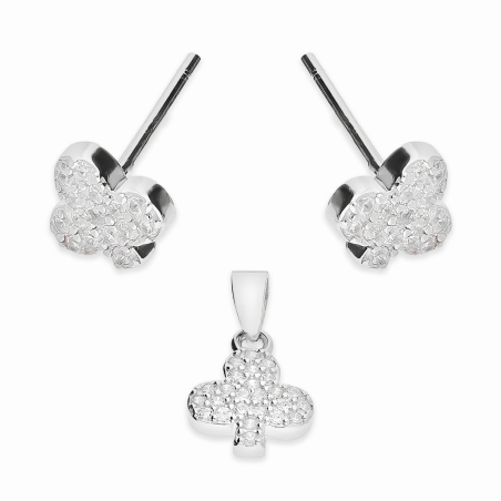 Komplet srebrny kolczyki i zawieszka drzewko z cyrkoniami A01081 próba 925