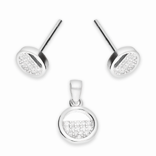 Srebrny Komplet Biżuterii Koło z Cyrkoniami - JubilerSezam.pl